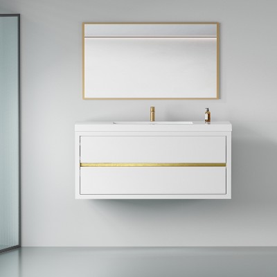 Bencmate Bathroom Storage Cabinets, Wall-mounted Bathroom Vanity with a Countertop, Soft-close Mechanisms, White, 47.24"*19.69"*22.44"