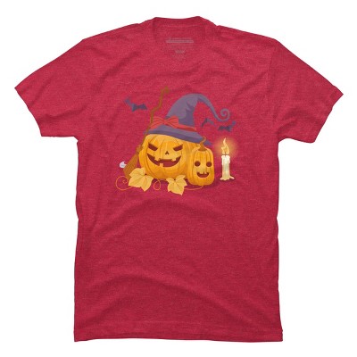 Men's Design By Humans Halloween Witch Pumpkins With Bats By VectorVillain T-Shirt