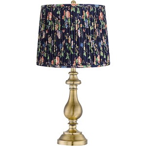 Regency Hill Fairlee 26" High Candlestick Traditional Table Lamp Gold Antique Brass Finish Metal Single Navy Blue Shade Living Room Bedroom Bedside - 1 of 4
