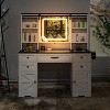 Home Imports Emporium Vanity Desk with Adjustable Sliding Mirror and Lights in White - 2 of 4
