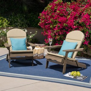 Christopher Knight Home Malibu Outdoor Acacia Wood Adirondack Chairs with Cushions (Set of 2) - 1 of 4