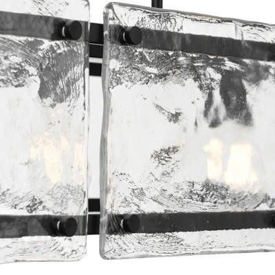 Progress Lighting, Rivera Collection, 5-Light Linear Chandelier, Matte Black, Clear Textured Glass
