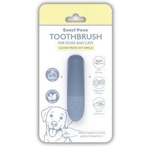Sweet Paws Silicone 360 Finger Toothbrush for Dogs and Cats - Glacier - 1 of 4