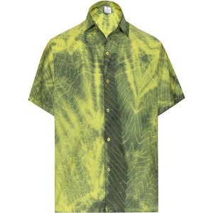 LA LEELA Men's Casual Button Down Short Sleeves Hawaiian Shirt Beach Aloha Party Holidays Shirts Summer Stylish Vacation Tops M Olive, Tie Dye - 1 of 4