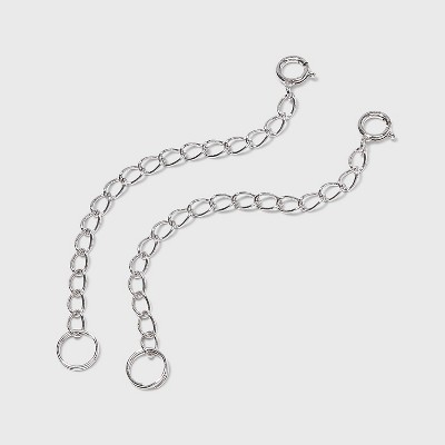 Sterling Silver Rhodium Plated Duo Chain Extender - Silver (2.5")