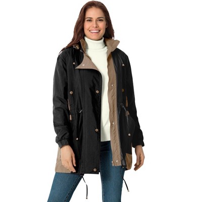 Woman Within Women's Plus Size Colorblocked Taslon Anorak