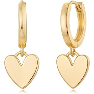 Women Earrings Gold Huggie Hoop Dangle Drop 14K Gold Plated Small Simple Hypoallergenic Everyday Jewelry - 1 of 4