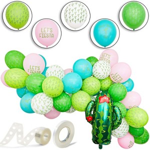 Blue Panda 50-Pack Let's Fiesta! Cactus Latex Balloons 12" for Mexican Fiesta, Cinco de Mayo, Summer Hawaii Theme Party Decorations, Ribbon Included - 1 of 4