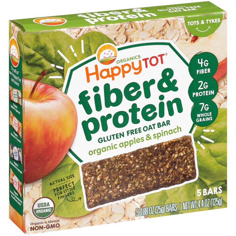HappyTot Fiber &#38; Protein Organic Apples and Spinach Soft-Baked Oat Bar - 5ct/0.88oz Each, 6 of 11
