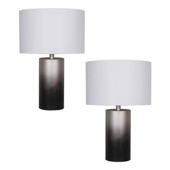 SAGEBROOK HOME (Set of 2) 22" Ombre Metal Table Lamps Black/Silver