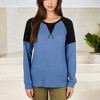 Anna-Kaci Women's Long Sleeve Waffle Knit Top with Raglan Color Block Sleeves and Crew Neck - 3 of 4