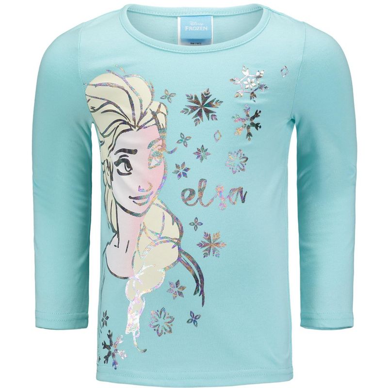 Disney Frozen Princess Anna Elsa Girls Zip Up Vest Puffer T-Shirt and Leggings 3 Piece Outfit Set Toddler, 4 of 10