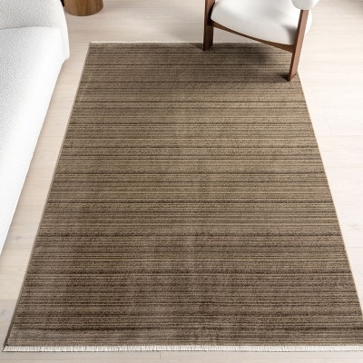 Brown 5' x 7' Solid Synthetic Non-slip Area Rug