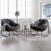 Dolonm Outdoor Rattan Rocking Chair with Padded Cushion, Oversized Recliner Rocker for Porch, Patio, Garden, Living Room, 250lbs Capacity - 3 of 4