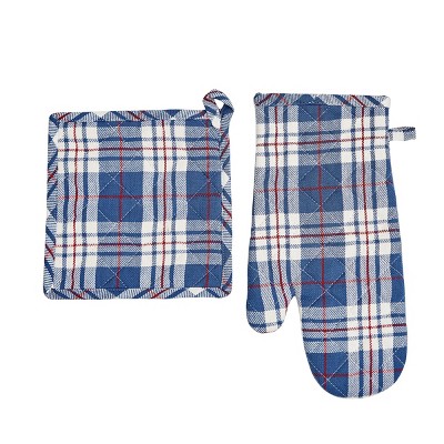 C&F Home Parker Blue Pot Holder & Oven Mitt Set
