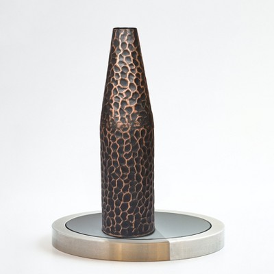 Black Hammered Metal Decorative Table Vase, 18-inch