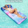 Jasonwell Oversized Pool Float Lounge, 72" X 37" XL Fabric-Covered Inflatable Contour Lounger with Headrest, Ultra-Comfort Cooling Raft, N-Mermaid - 3 of 4