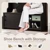 ZHUTA Hall Tree with Top Shelf and Storage Bench, Hallway Shoe Cabinet with Sliding Doors, Coat Rack with 5 Hanging Hooks for Entryways Hallways - 4 of 4