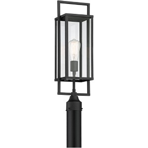 Possini Euro Design Jericho Modern Outdoor Post Light Textured Black 22" Clear Glass Panel for Exterior Barn Deck House Porch Yard Patio Home Outside - 1 of 4