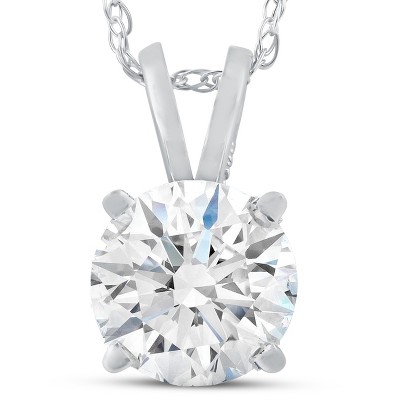 Pompeii3 Certified 1Ct Round Diamond Solitaire Pendant Gold Necklace Lab Created (FG/VS)