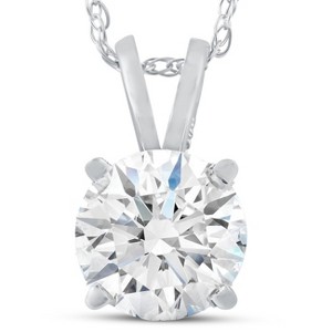 Pompeii3 Certified 1Ct Round Diamond Solitaire Pendant Gold Necklace Lab Created (FG/VS) - 1 of 4