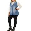Agnes Orinda Women's Plus Size Sleeveless Buttons Notched Collar with Pockets Demin Vests - 2 of 4