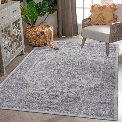 Kumasinova Trendy Stain-Resistant Area Rug – Non-Shedding Living Room Rug, Medallion Rugs for Living Room, Kid & Pet-Friendly, Boho Washable Rugs