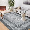 Grey/Blue Washable Runner Rug, Non-Slip Modern Hallway Carpet, Stain Resistant Low Pile Mat for Living Room, Bedroom, Kitchen - 4 of 4