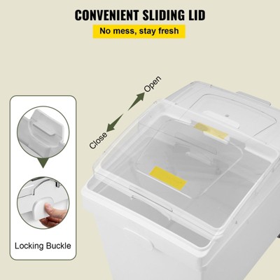 VEVOR Rice Storage Container, 10.5Gallon/40L x3 Capacity Large Dog Food Dispenser Bin, Kitchen Ingredient Grain Cereal Flour Bin, 3 Pack, White — фото 5