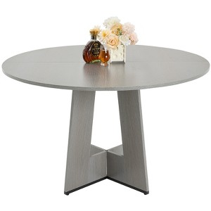 VEVOR Round Dining Table,47 inch Wood Table for 4-6 Person, Farmhouse Circle Dinner Furniture, Leisure Tables with Thick Wooden Legs,(Only Table)Grey - 1 of 4