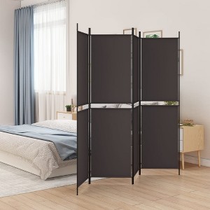 vidaXL Modern Style 4-Panel Room Divider in Brown - Foldable Design with Durable Fabric and Iron Frame - 78.7"x78.7" - 1 of 4