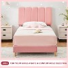 Velvet Upholstered Twin Bed Frame with Headboard, Wooden Slats Support, No Box Spring Needed, Easy Assembly - 3 of 4