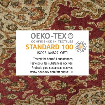 Red and Ivory Medallion Rectangular Synthetic Area Rug, 8' x 10'