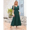 Women's Summer Wrap V Neck Flutter Short Sleeve Maxi Dress Casual Smocked Waist Flowy Tiered ALine Pleated Long Dress - 2 of 4
