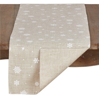 Natural Snowflake Design Polyester Winter Table Runner