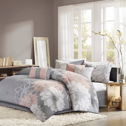 Twin/twin Xl Jane Comforter Set - Gray/blush : Target