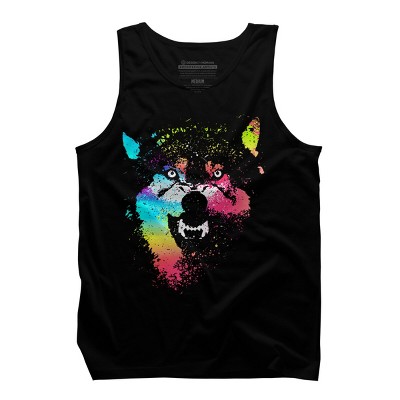 Men's Design By Humans Technicolor Wolf By clingcling Tank Top