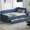 Twin Size L-Shaped Upholstered Daybed with Corduroy Finish and 2 Storage Drawers for Kids or Guest Room-Cuddlewood - 2 of 4