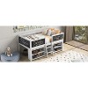 Okak Twin Solid Wood Bunk Bed with Decorative Guardrail Chalkboard Low Loft Bunk Bed with 2 Movable Shelves & Ladder for Kids Teens, White - 3 of 4