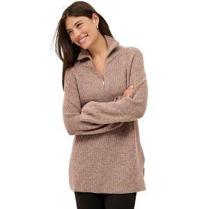 ellos 1/4 Zip Sweater Tunic With Side Slits - 1 of 4