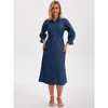 INSPIRE CHIC Women's Denim Midi Casual Ruffle Long Sleeve Jean Button Down Shirt Dress - 3 of 4