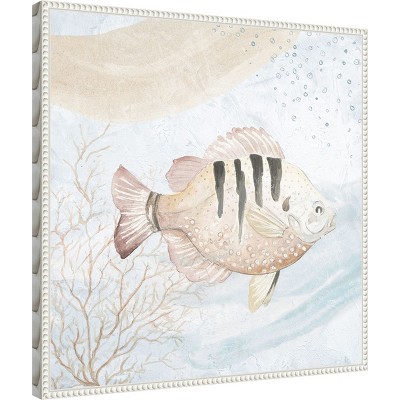 Ocean Oasis Waves Tropical Fish II White Canvas Wall Art
