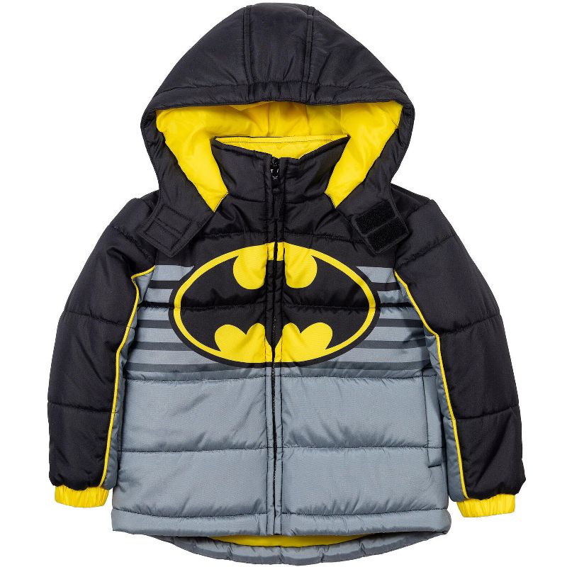 DC Comics Justice League Batman Zip Up Winter Coat Puffer Jacket Toddler, 3 of 9