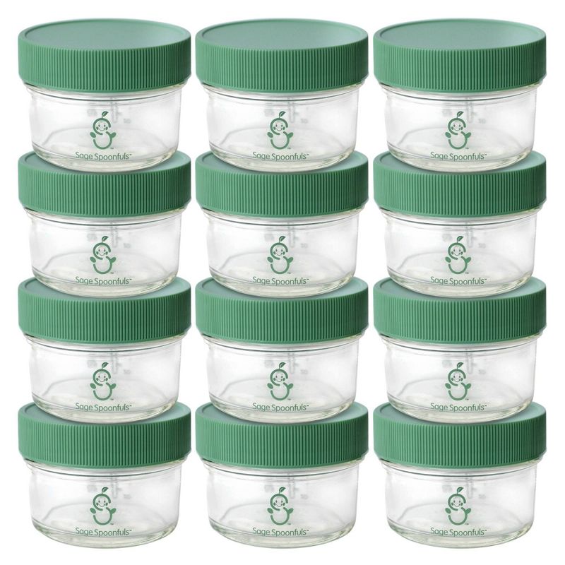 Sage Spoonfuls 12pk Leak Proof Glass Baby Food Storage Containers - Clear - 4 oz, 1 of 11