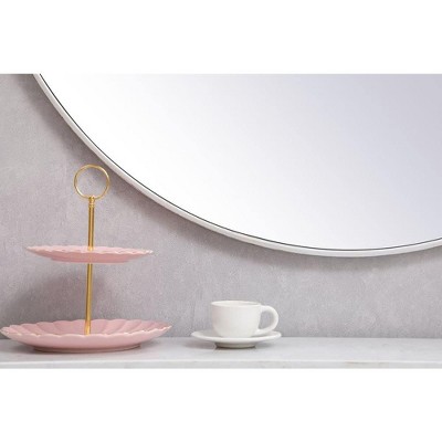 Elegant 39" Round Silver Wood Frame Mirror