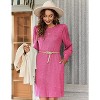 Women Knit Dress Puff Long Sleeve Dress for Fall Winter Round Neck Casual Tunic Dress - 4 of 4