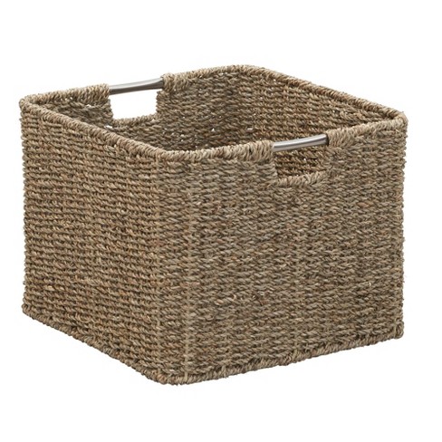 Natural Water Hyacinth Rectangular Wicker Basket Highland Dunes