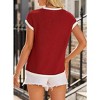 Women's Round Neck Short Sleeve Front Pocket Casual Summer Top Blouses - 2 of 4
