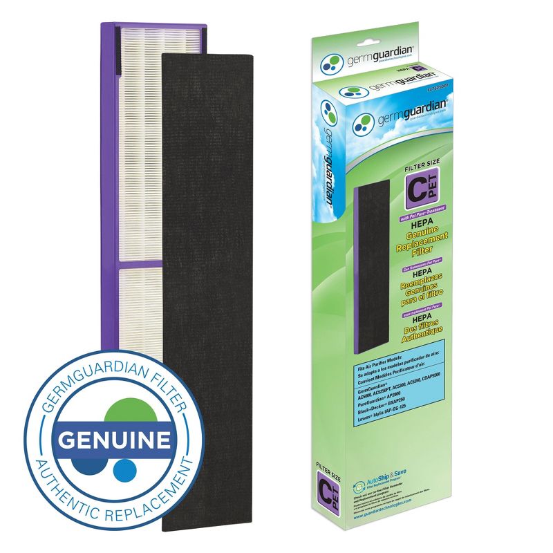 GermGuardian FLT5250PT True HEPA with Pet Pure Treatment GENUINE Replacement Air Control Filter C for AC5000 Series Air Purifiers, 1 of 6