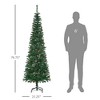 Artificial Christmas Tree with Realistic Branches and Pine Cones – Green, Slim Pencil, Metal Base – 6.5 FT Holiday Décor - 3 of 4